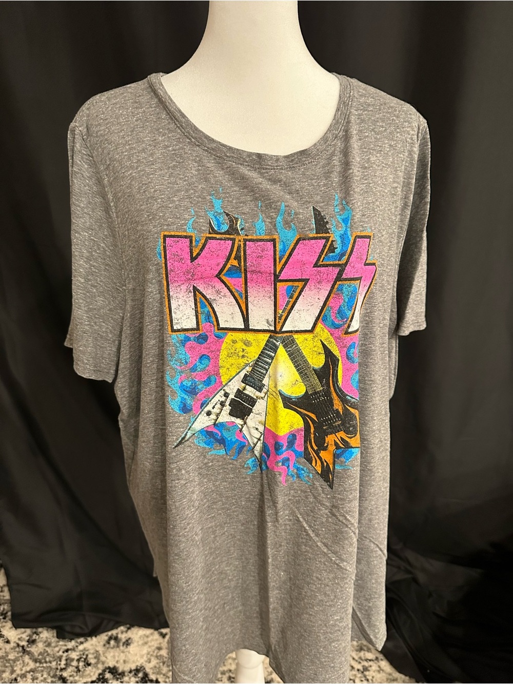 Lane Bryant Gray KISS Graphic Tee with Pink, Yellow & Blue Accents